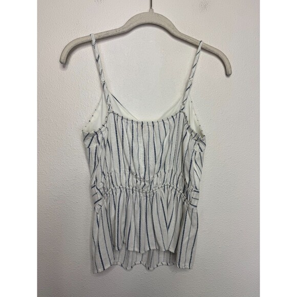 Monteau Small LA Striped  Cami Tank Top White Linen Blend Peplum Anthropologie - Picture 4 of 10